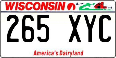 WI license plate 265XYC