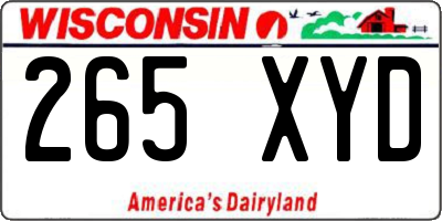 WI license plate 265XYD