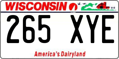 WI license plate 265XYE
