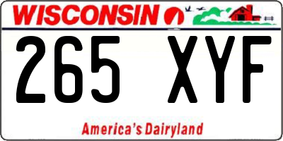 WI license plate 265XYF
