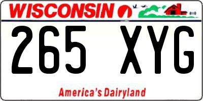 WI license plate 265XYG