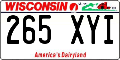 WI license plate 265XYI
