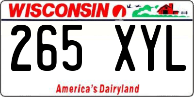 WI license plate 265XYL