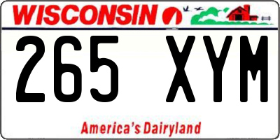 WI license plate 265XYM