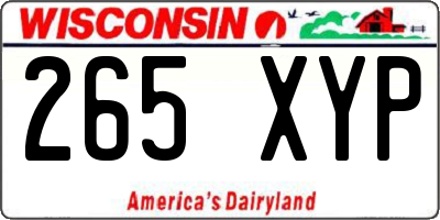WI license plate 265XYP