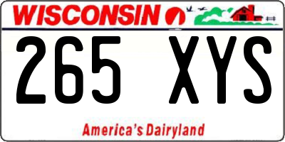 WI license plate 265XYS