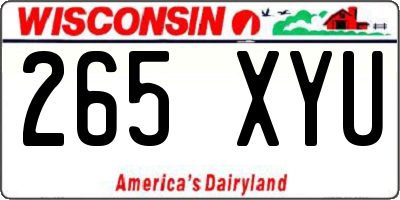 WI license plate 265XYU