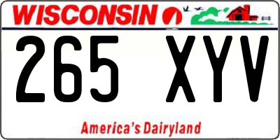 WI license plate 265XYV