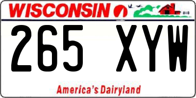 WI license plate 265XYW