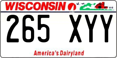 WI license plate 265XYY