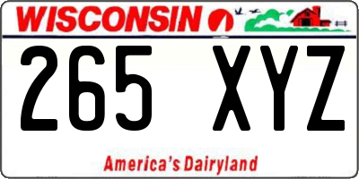 WI license plate 265XYZ
