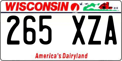 WI license plate 265XZA