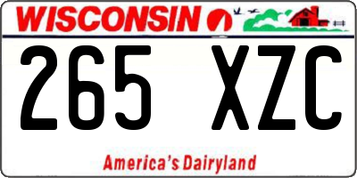 WI license plate 265XZC