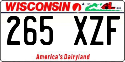 WI license plate 265XZF
