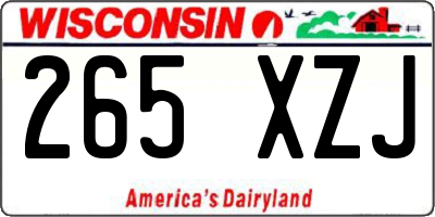 WI license plate 265XZJ