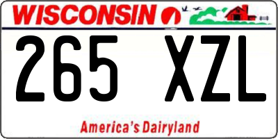 WI license plate 265XZL