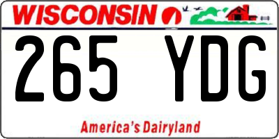 WI license plate 265YDG