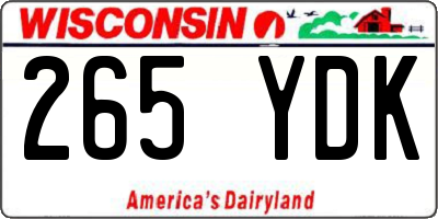 WI license plate 265YDK