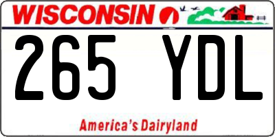 WI license plate 265YDL