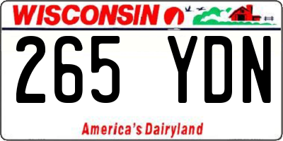 WI license plate 265YDN