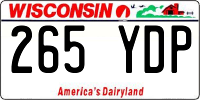 WI license plate 265YDP