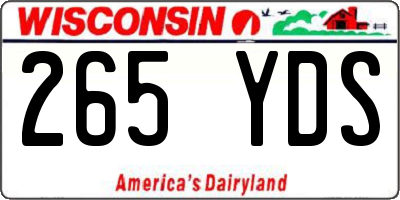 WI license plate 265YDS