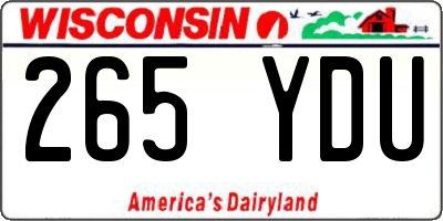 WI license plate 265YDU