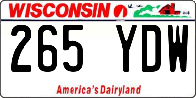 WI license plate 265YDW