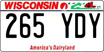 WI license plate 265YDY