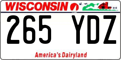 WI license plate 265YDZ