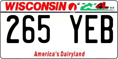WI license plate 265YEB