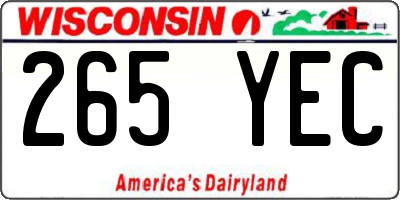 WI license plate 265YEC