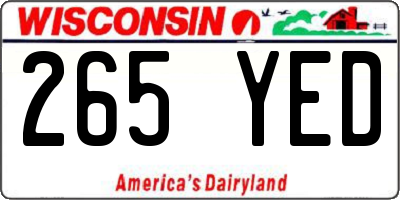 WI license plate 265YED