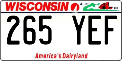 WI license plate 265YEF
