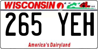 WI license plate 265YEH