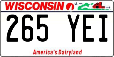 WI license plate 265YEI