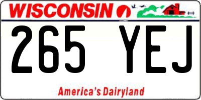WI license plate 265YEJ