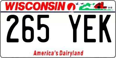 WI license plate 265YEK