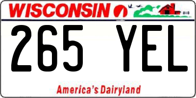 WI license plate 265YEL