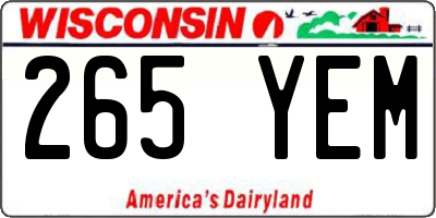 WI license plate 265YEM