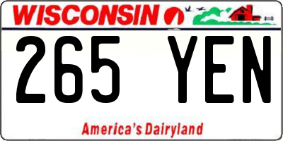 WI license plate 265YEN