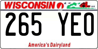 WI license plate 265YEO
