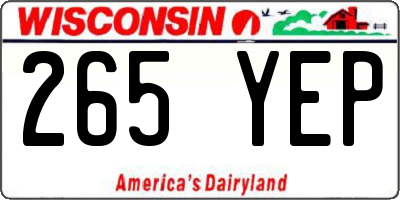 WI license plate 265YEP