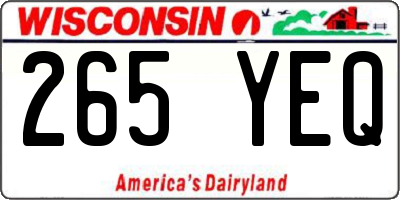 WI license plate 265YEQ