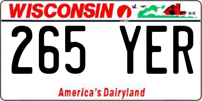 WI license plate 265YER