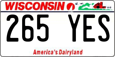 WI license plate 265YES