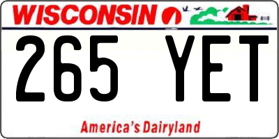 WI license plate 265YET