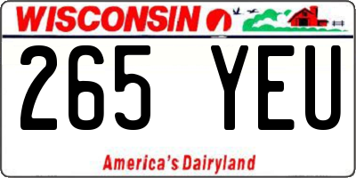 WI license plate 265YEU