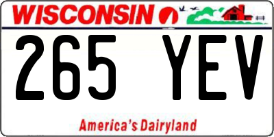 WI license plate 265YEV