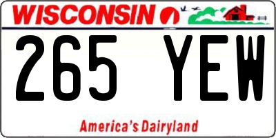 WI license plate 265YEW